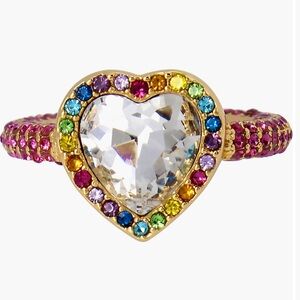 NWT Kurt Geiger Crystal Heart Cocktail Ring Size 8